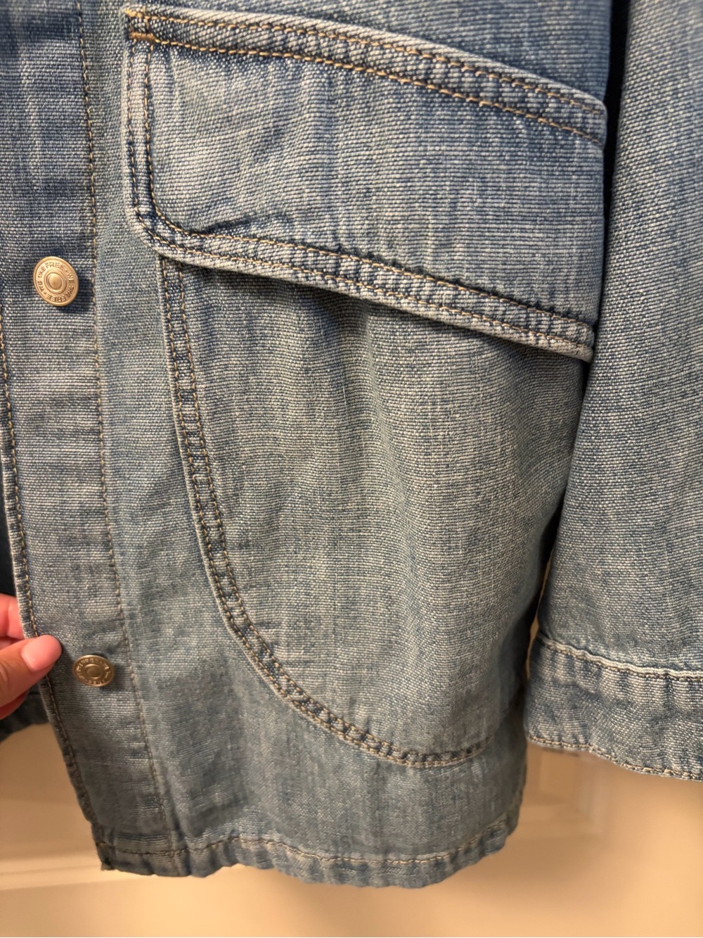 NWT Free People “We The Free” Lemon Denim Jacket size L - Picture 9 of 10